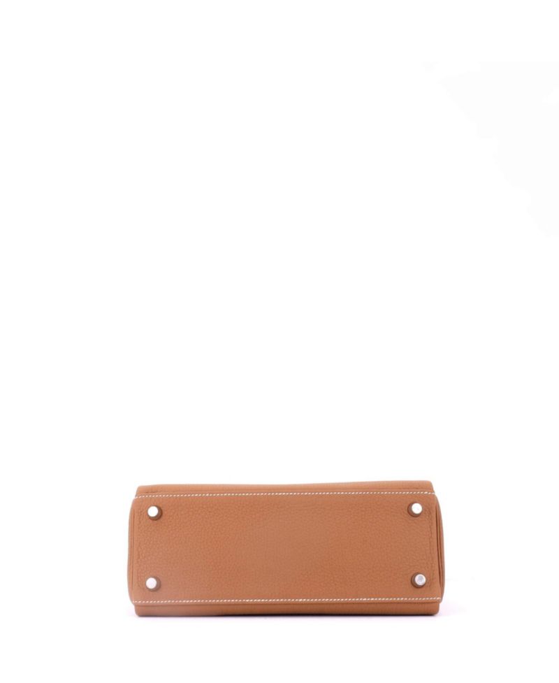 Kelly 25 Handbag Brown Togo with Palladium Hardware