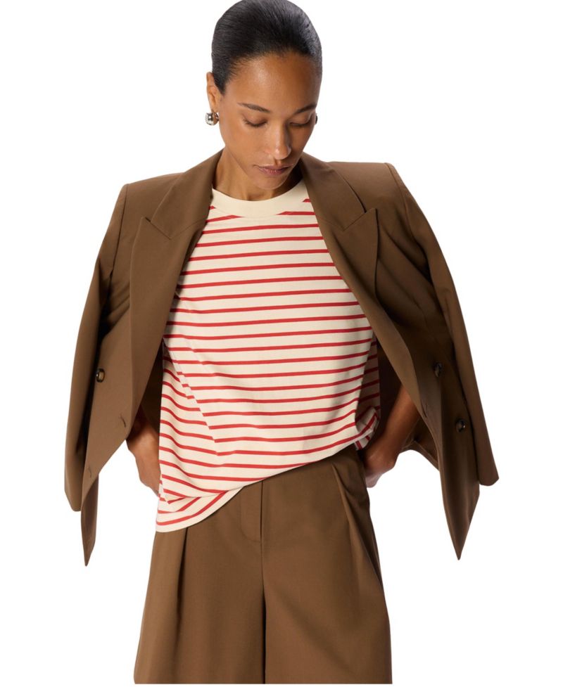 Women's Stripe Relaxed Crewneck Cotton T-Shirt