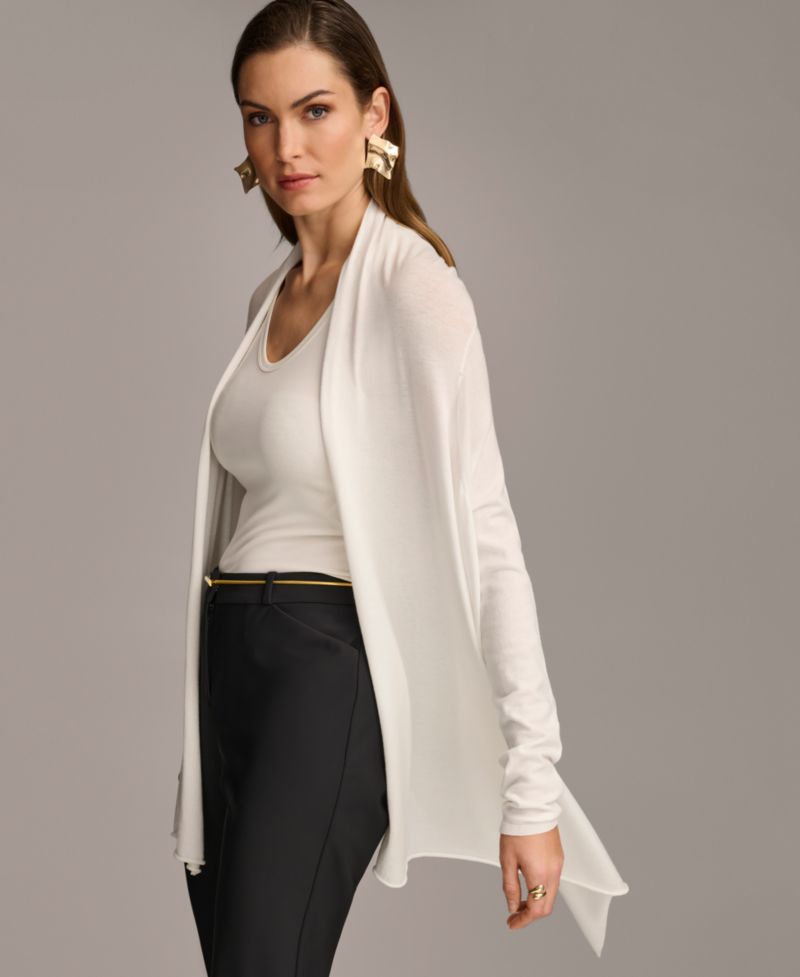 Women's Long-Sleeve Drape-Front Cardigan