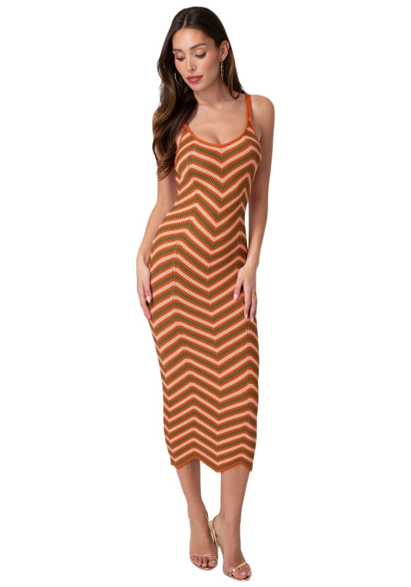 Women's Chevron Crochet Midi Dress