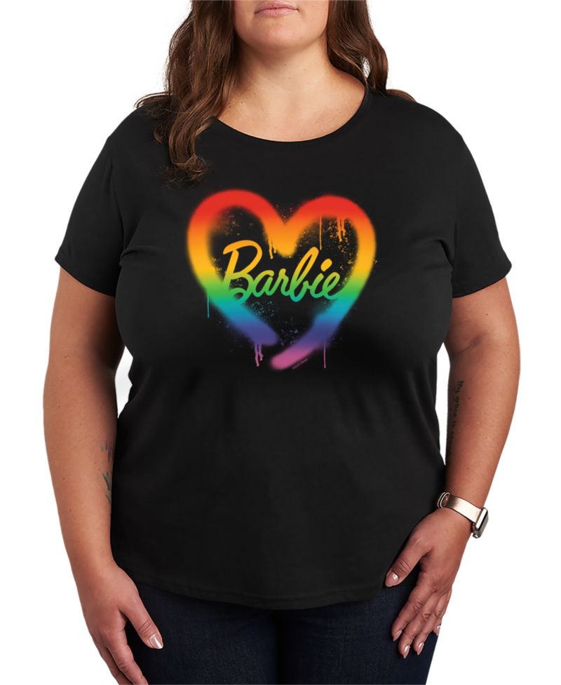 Plus Size Barbie Rainbow Heart Short-Sleeve Graphic T-Shirt