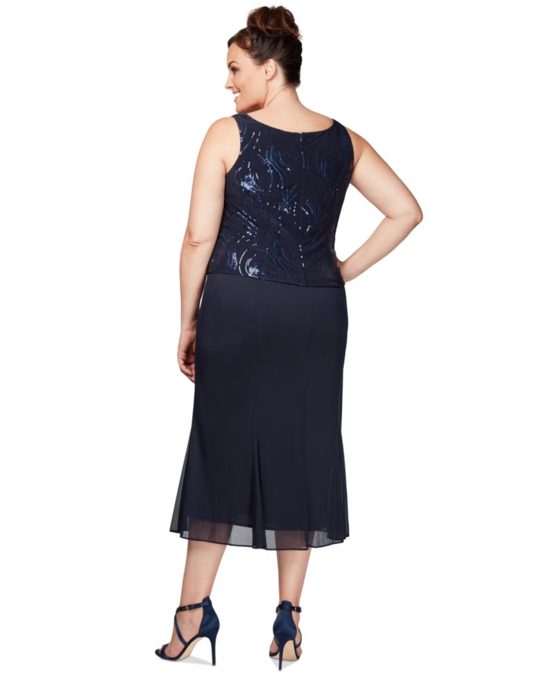 Plus Size Sequined Chiffon Dress and Jacket