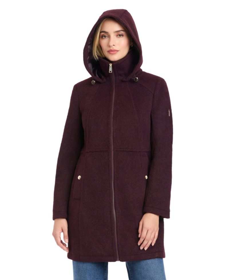 Women's Zip Front Walker Coat With Detachable Hood