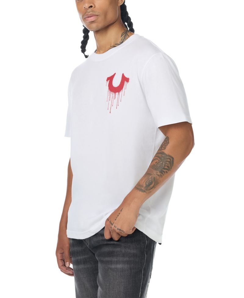 Men's Drippy Horseshoe Graphic Regular-Fit Crewneck T-Shirt