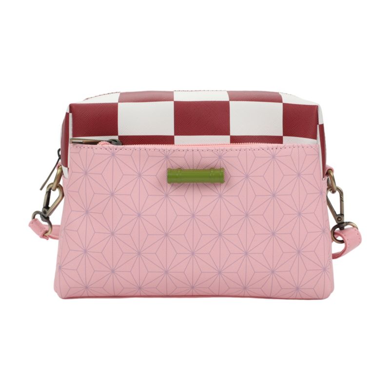 Nezuko Metal Badge Women's Pink Crossbody Handbag