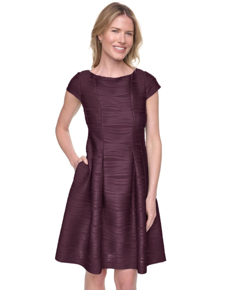 Petite Boat Neck Cap-Sleeve Dress