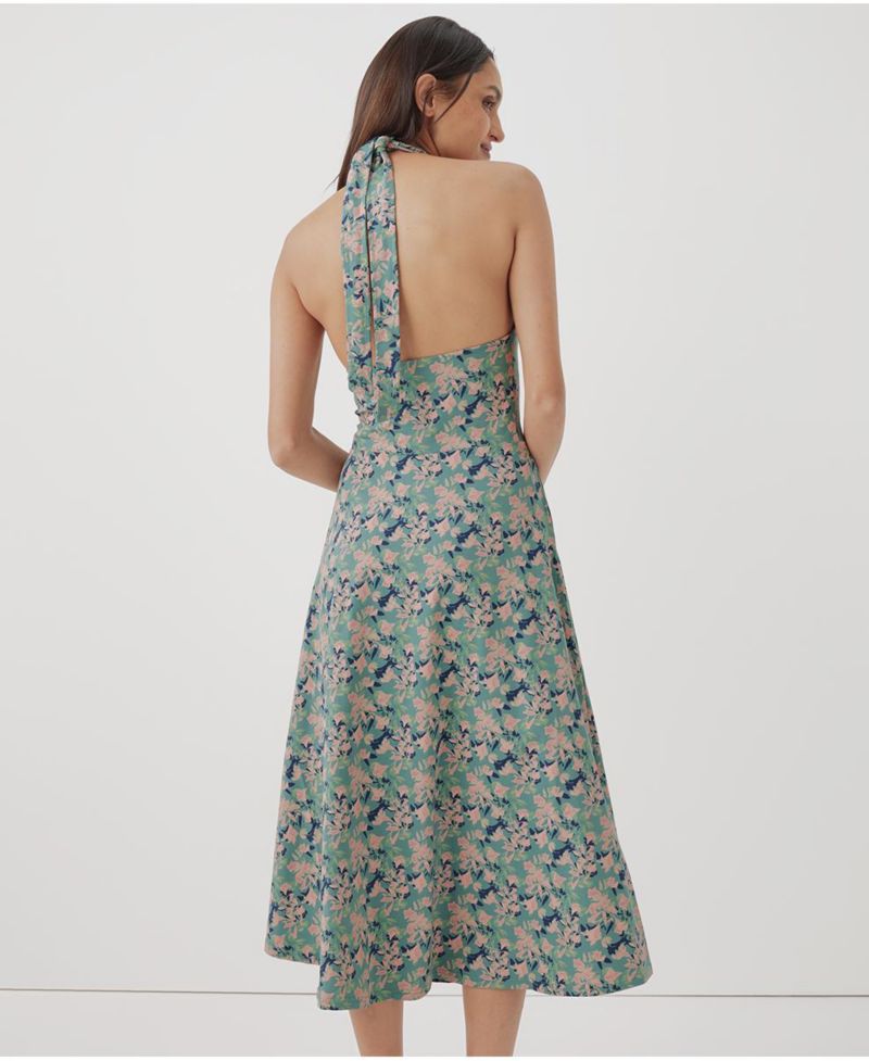Women's Organic Cotton Fit & Flare Modern Halter Dress