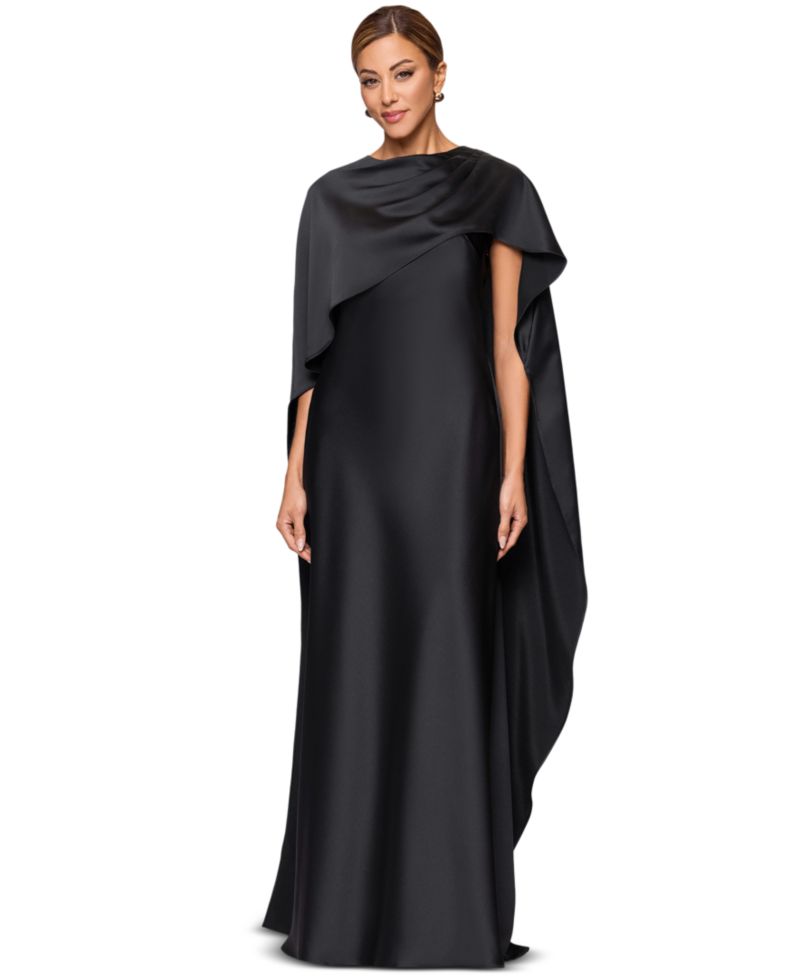Women's Long Satin Boat Neck Dress