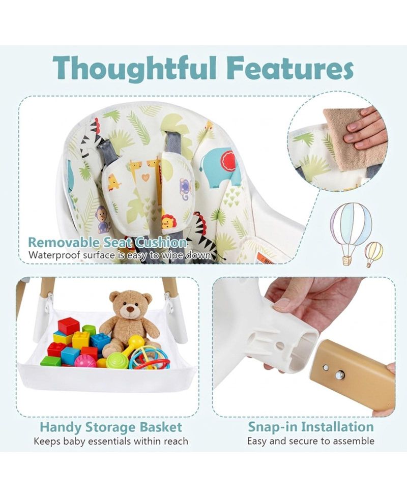 Convertible Dual-Tray Adjustable-Height High Chair
