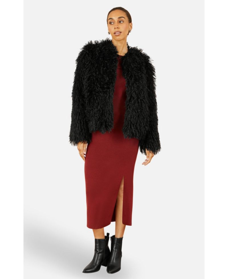 Women's Fluffy Cropped Faux Fur Coat