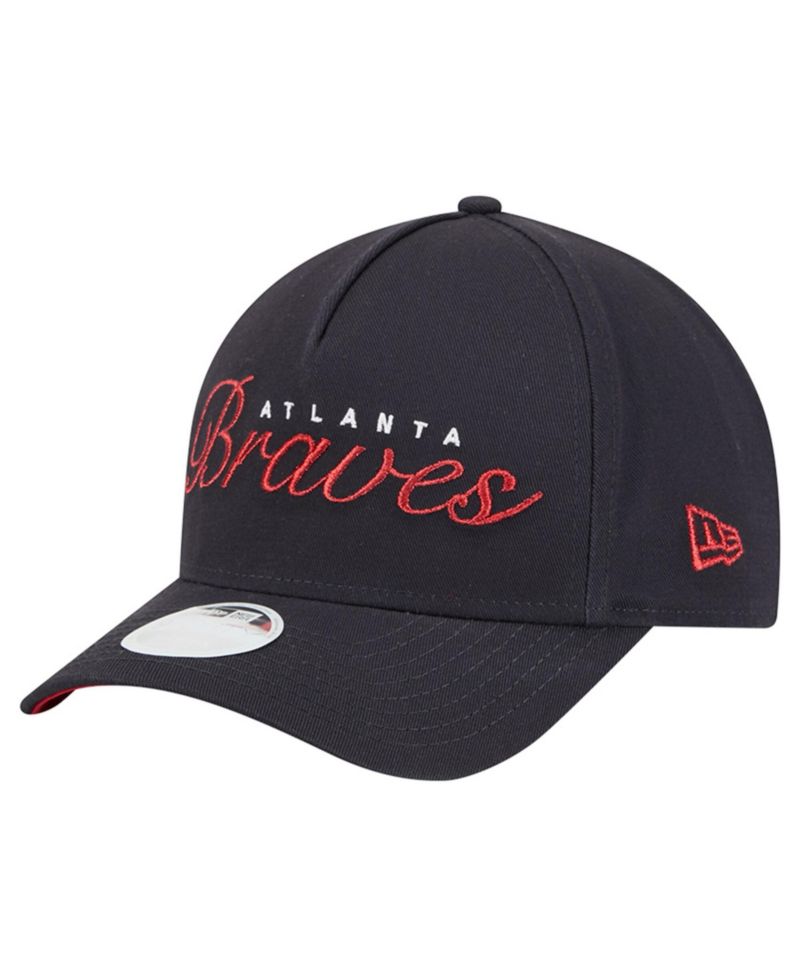 Women's Navy Atlanta Braves Metallic A-Frame 9FORTY Adjustable Hat