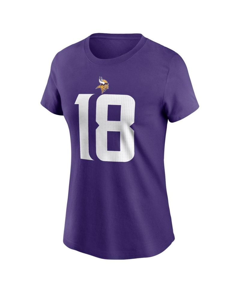 Men's and Women's Justin Jefferson Purple Minnesota Vikings Player Name & Number T-Shirt
