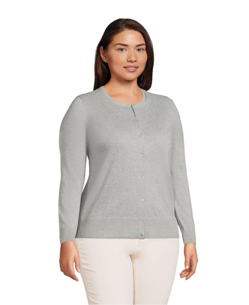 Plus Size Fine Gauge Cotton Cardigan Sweater