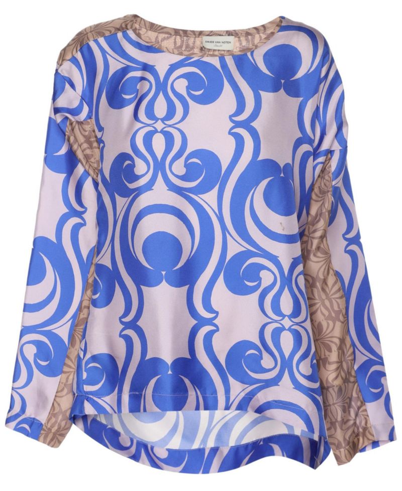 Women's Abstract Print Silk Satin Blouse