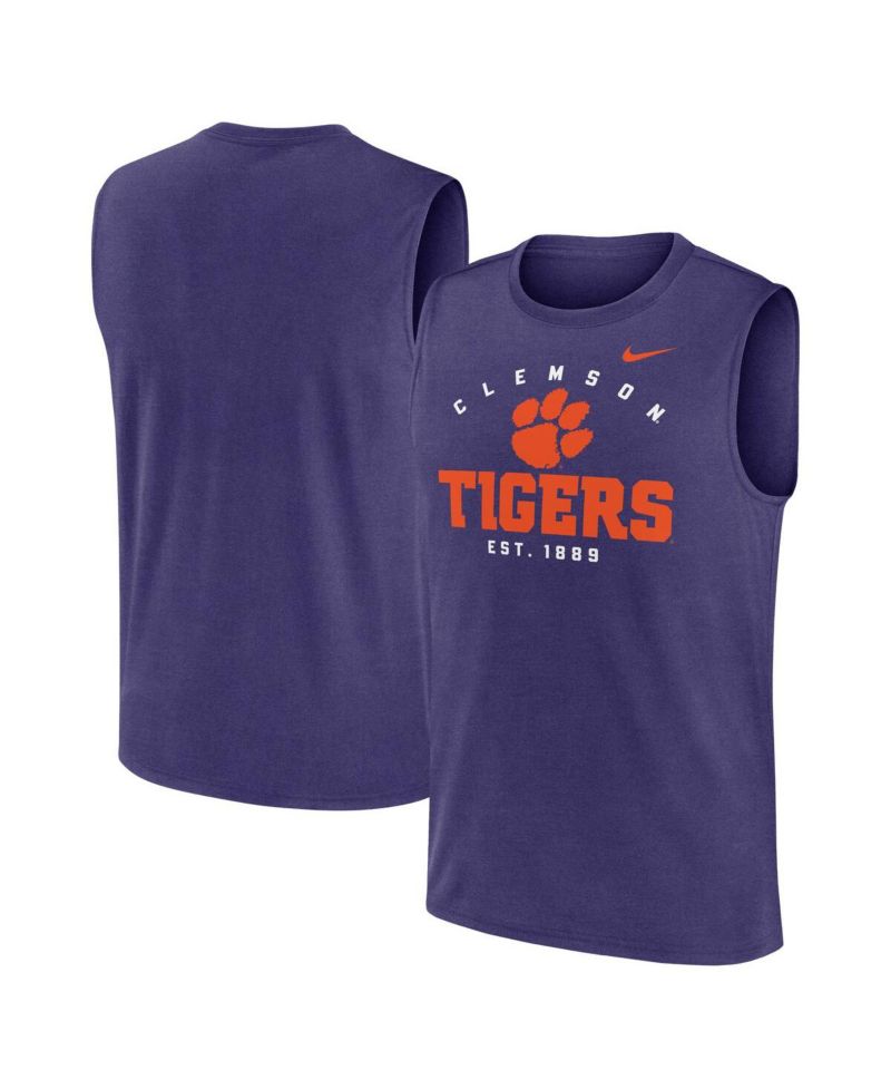 Men's Purple Clemson Tigers Primetime Legend Lock Up Performance Muscle Tank Top
