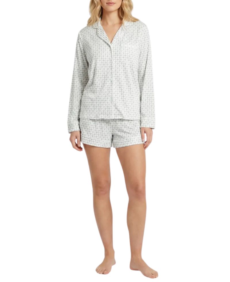 Women's Lane Viscose-from-Bamboo V-Neck Long-Sleeve Top and Shorts Pajama Set