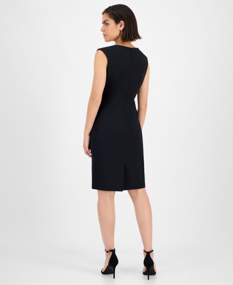 Women's Stretch Crepe Sleeveless Sheath Dress