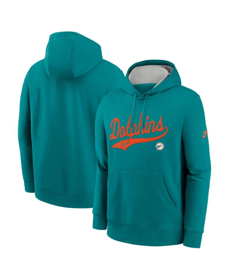 Men's Aqua Miami Dolphins Rewind Club Logo Pullover Hoodie