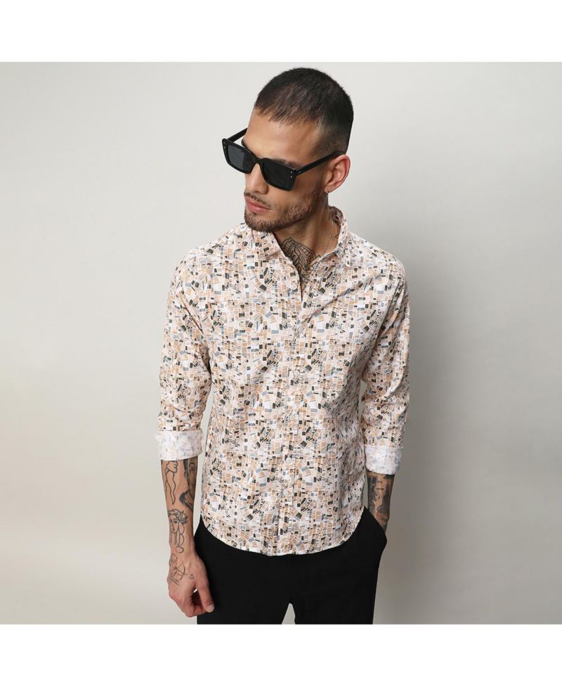 Men's Abstract Print Button Up Shirt