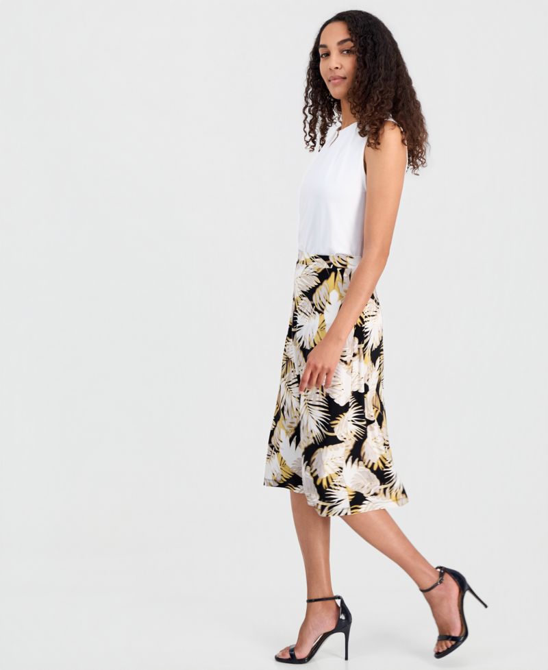 Women's Printed Pull-On A-Line Stretch Skirt