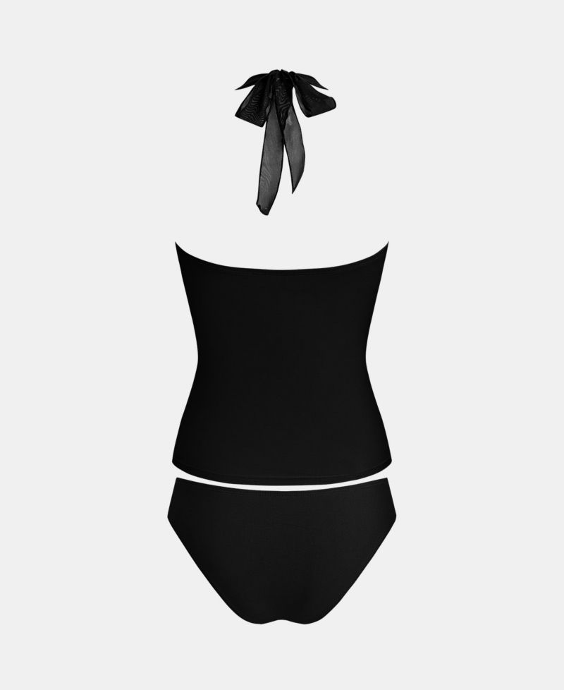 Women's Chic Tankini Swimsuit with Mesh Inserts