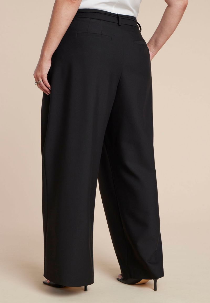 Women's Wide-Leg Pleated Trouser With Long Belt