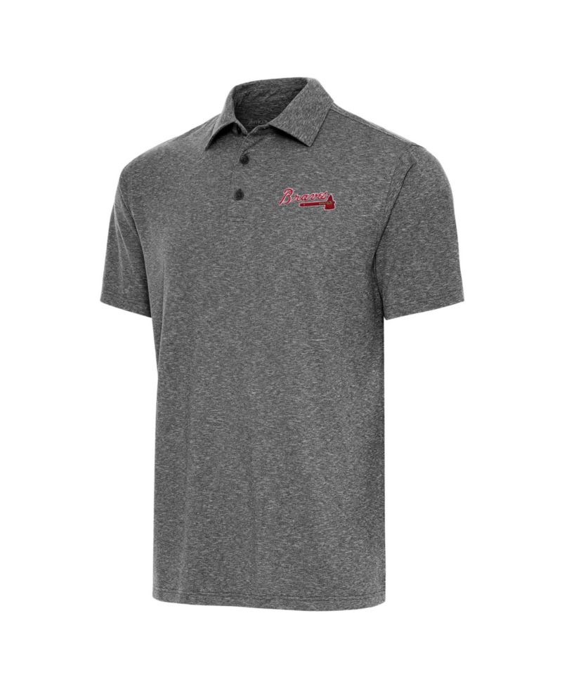 Men's Heather Black Atlanta Braves Par Polo Shirt