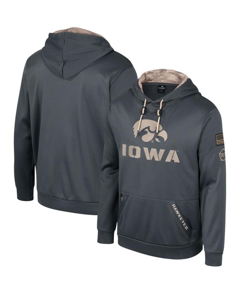 Men's Charcoal Iowa Hawkeyes OHT Military-Inspired Appreciation Pullover Hoodie