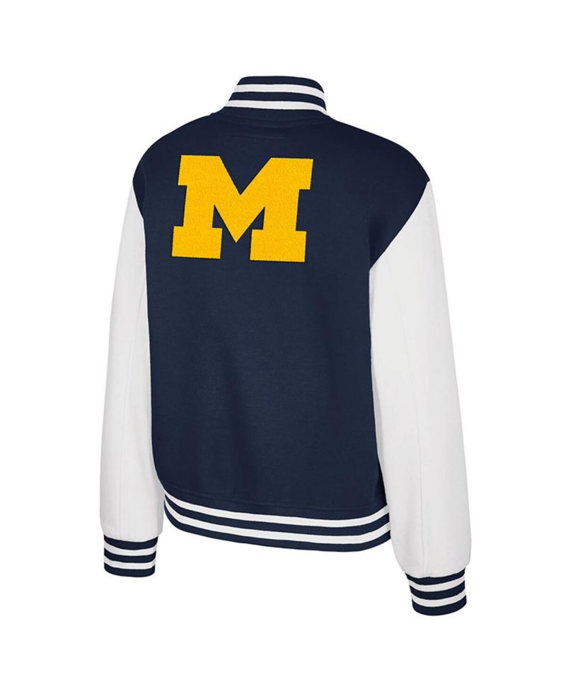 Women's Navy Michigan Wolverines French Baguette Full Snap Fleece Jacket