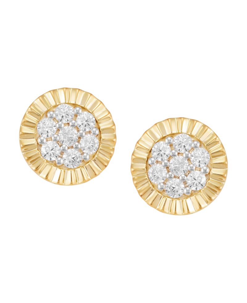 Lab Grown Diamond Earrings (1 ct. t.w.) in 10k Yellow Gold with Rhodium