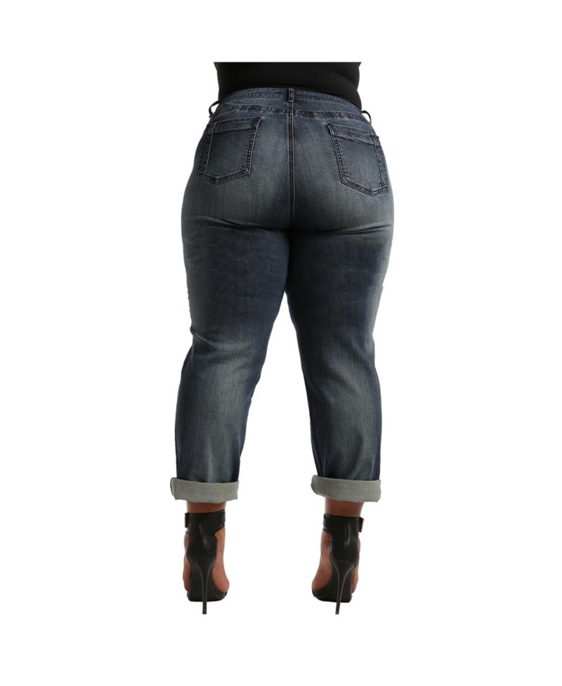 Plus Size Curvy-Fit Rolled Cuff Boyfriend Jeans