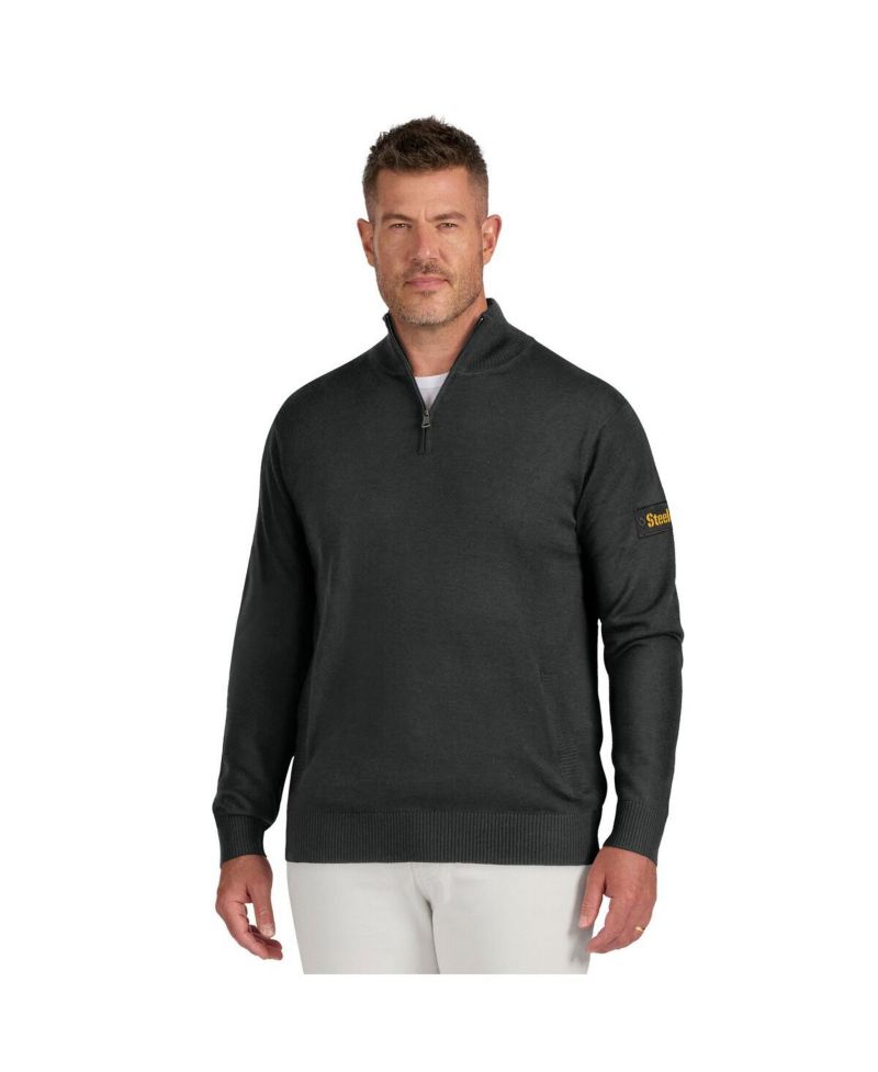 Men's Black Pittsburgh Steelers Franchise Quarter-Zip Sweater