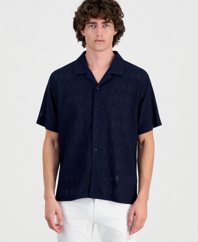 Men's Coastal Crochet Resort Knit Shirt