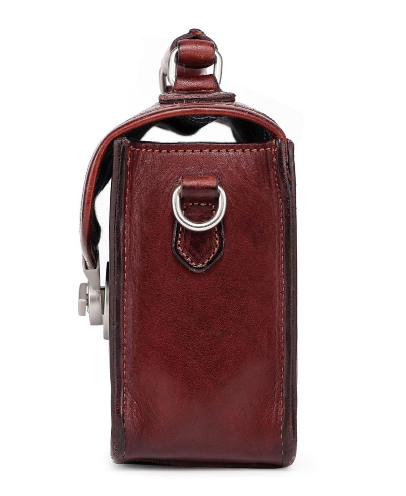 Laurel Mini Leather Convertible Pushlock Crossbody Bag
