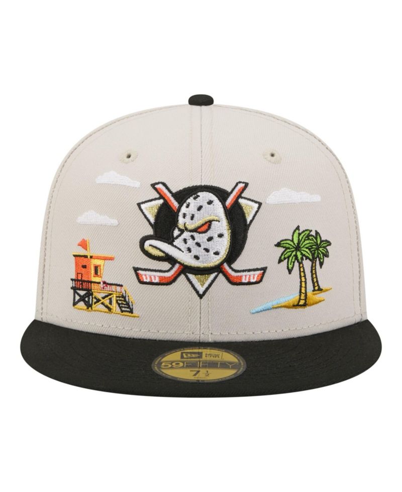 Men's Tan/Black Anaheim Ducks Localized City Icon 59FIFTY Fitted Hat