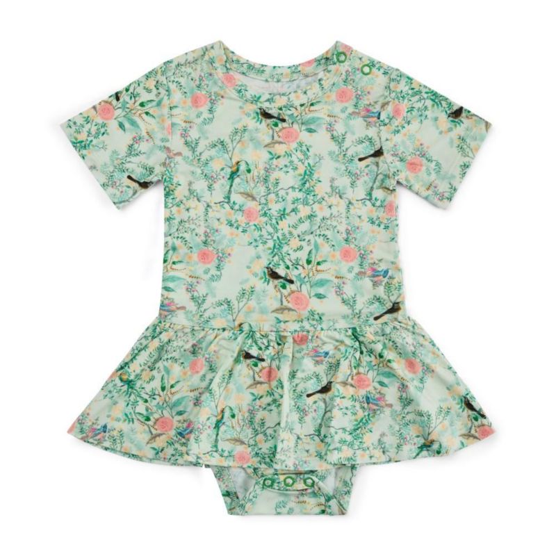 Baby Girls Sage Blossom Bamboo Twirl Dress with Bodysuit