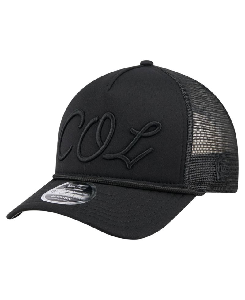 Men's Black Colorado Rockies City Initial 9FORTY A-Frame M-Crown Adjustable Trucker Hat