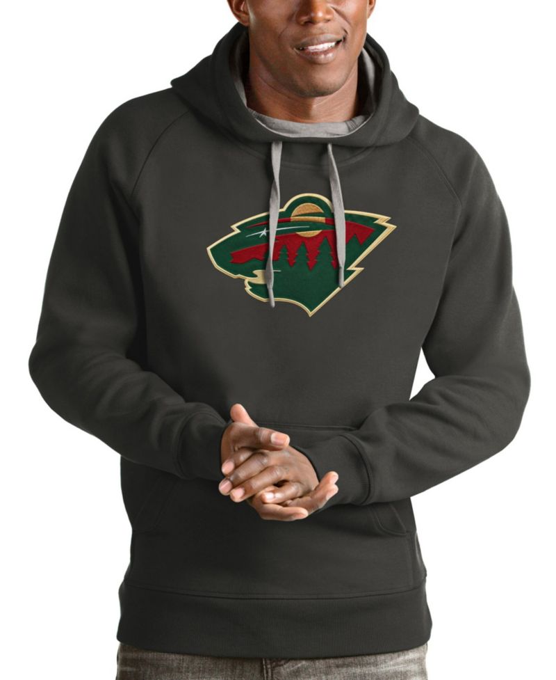 Men's Charcoal Minnesota Wild Logo Victory Pullover Hoodie