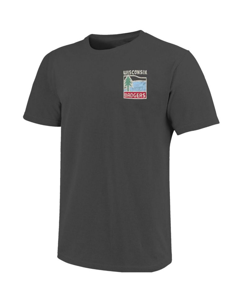 Men's Graphite Wisconsin Badgers Comfort Colors Minimal Vista Distressed Graphics T-Shirt