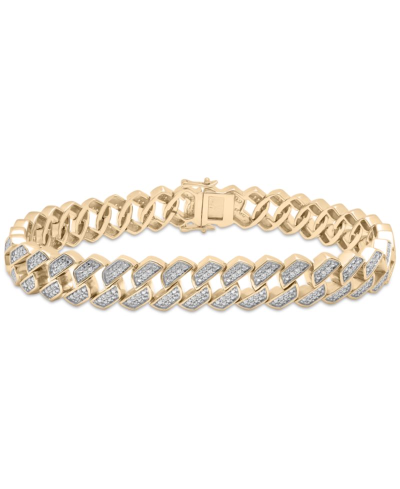 Men's Diamond Curb Link Bracelet (1 ct. t.w.) in Sterling Silver (Also in 14k Gold-plated silver)