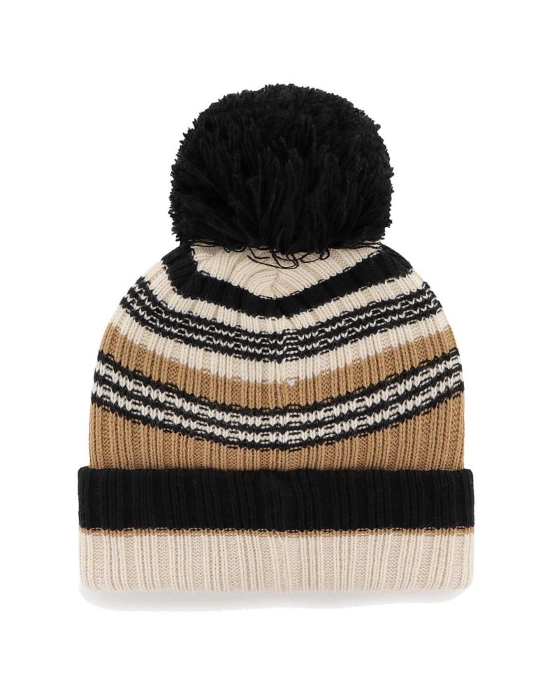 Women's Natural Minnesota Vikings Barista Cuffed Knit Hat with Pom