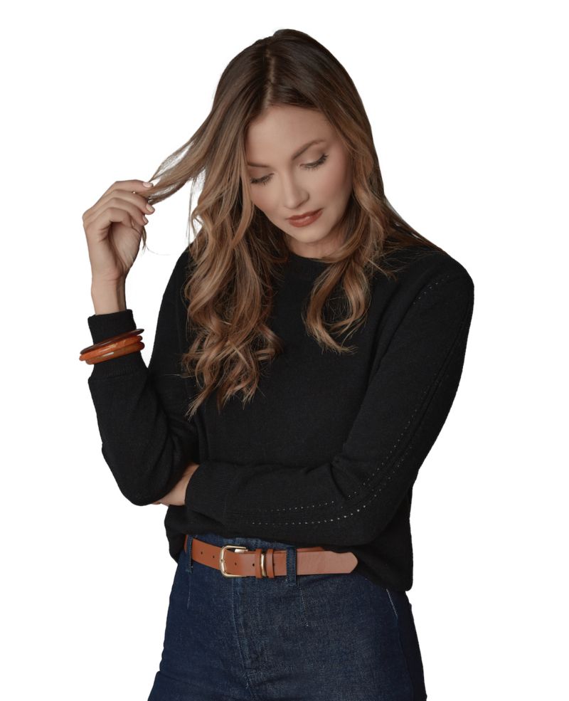 Women's Itch-Free Cashmere Crewneck Sweater with Soft Liner