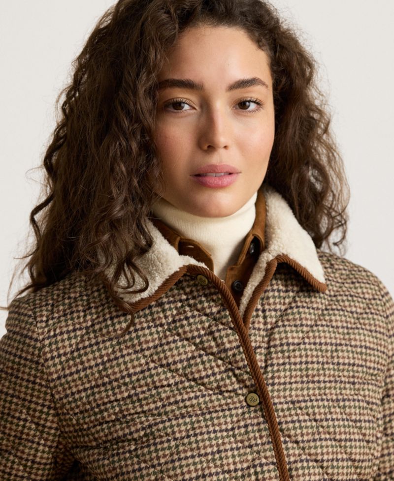 Women's Faux-Sherpa-Collar Quilted Coat