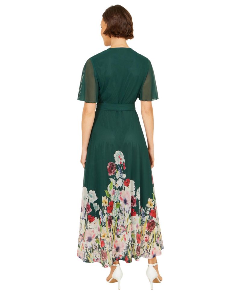 Women's Mesh Wrap Midi Dress