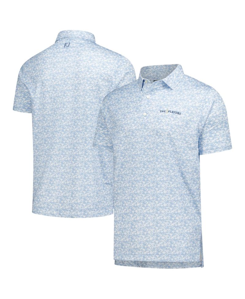 Men's Light Blue THE PLAYERS Hidden Palm Print Lisle Polo Shirt