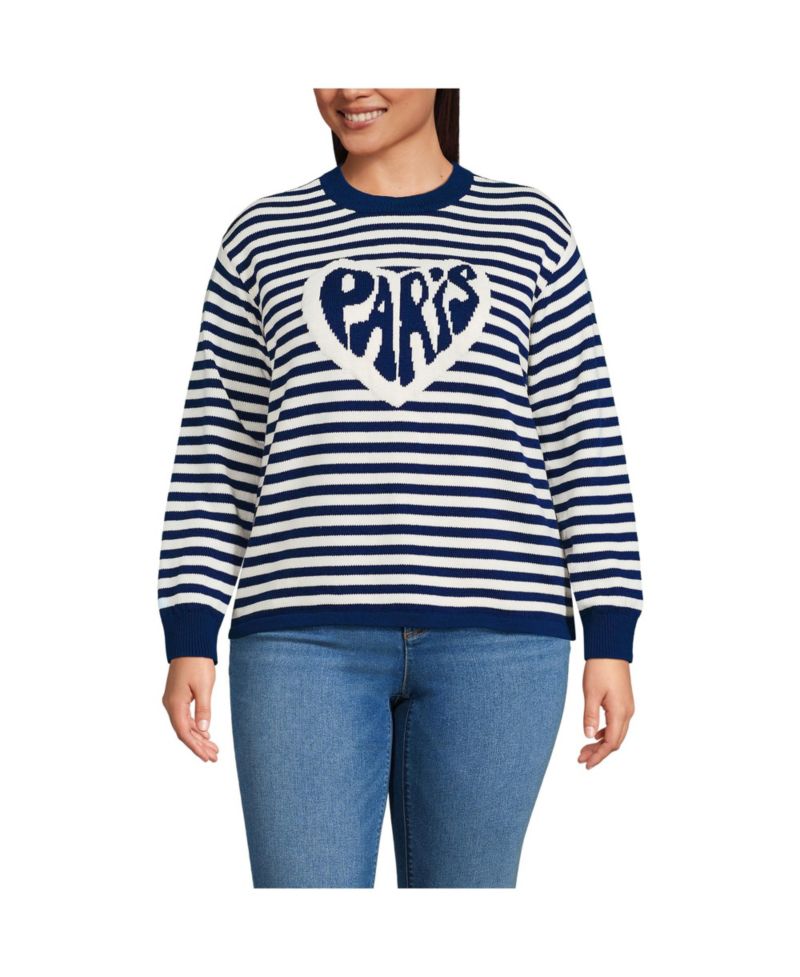 Plus Size Drifter Jacquard Crew Neck Sweater