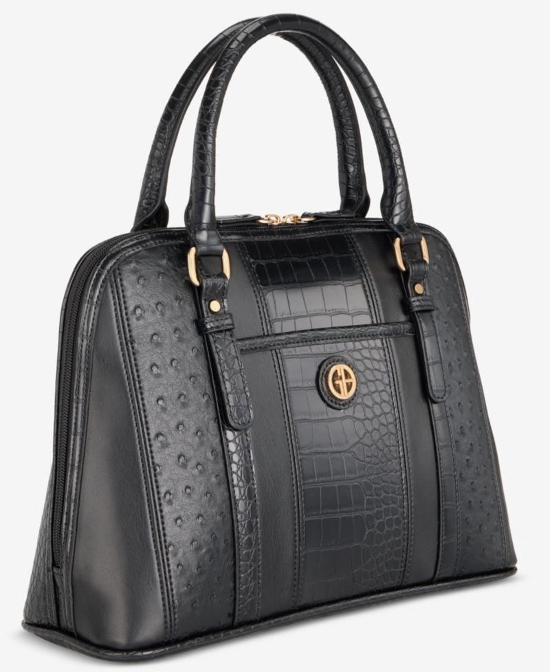 Mixed Media Detailed Dome Satchel