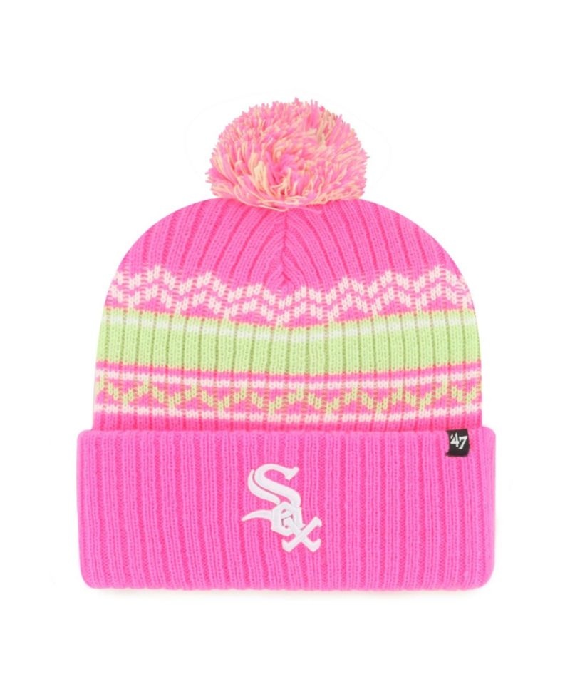 Big Boys and Girls Pink Chicago White Sox Polar Vortex Cuffed Knit Hat with Pom