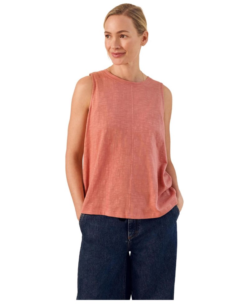 Women's Crew Neck Pleat Back Tank Top