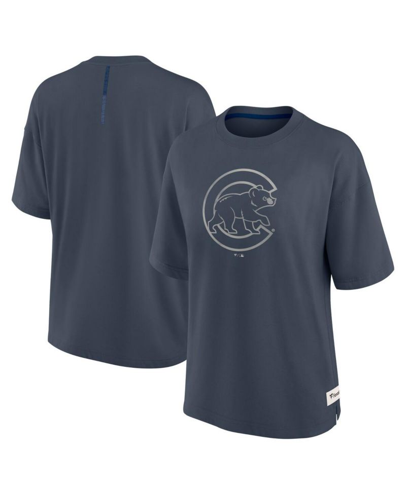 Women's Blue Chicago Cubs Oversized Elements Raw Edge Future Ground T-Shirt